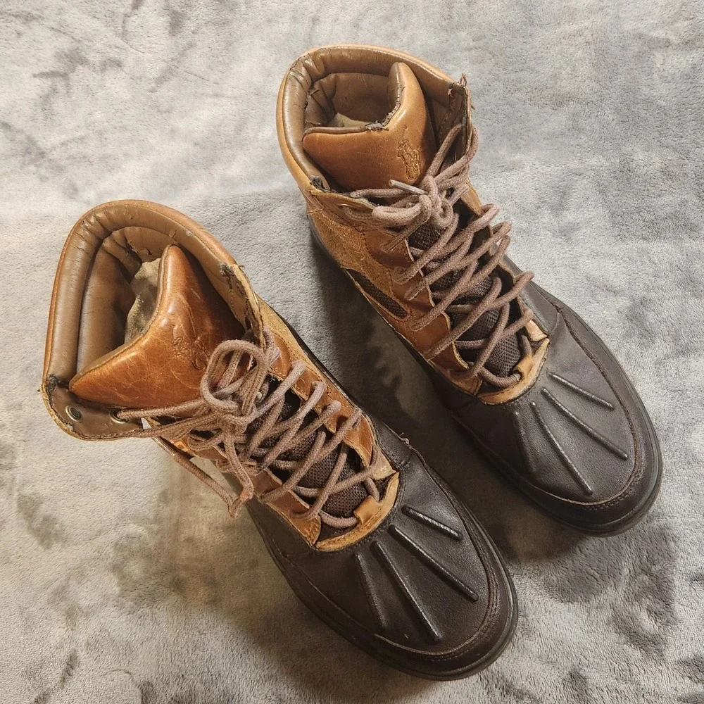 Polo Ralph Lauren Boots Mens 10 Brown Leather Duck Boots Lansing